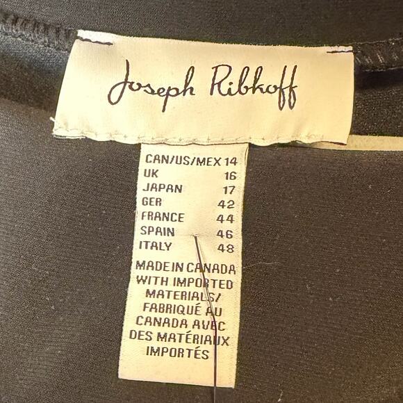 NWT Joseph Ribkoff Black Tunic Dress 14 Asymmetrical Zip Neck Embellished Sleeve - Picture 7 of 8